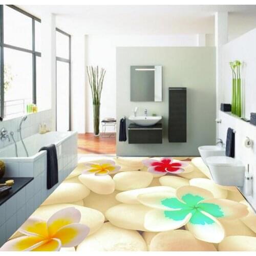 Home Decoration 3d bathroom wallpaper waterproof 3D beautiful cobblestone floor pvc floor wallpaper