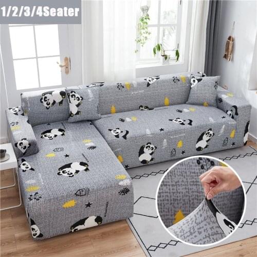 Panda Prints Stretch Elastic Sofa Cover Detachable Fully Wrapped Slipcover Sofa Covers for Living Room L-shaped Couch of Sofa