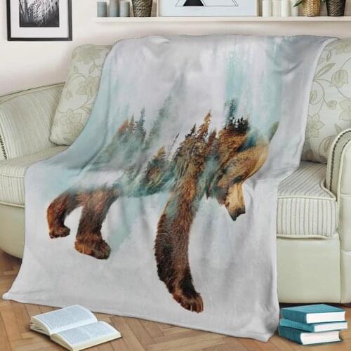 Bear Flannel Throw Blanket 3D Printed Keep Warm Sofa Child Blanket Home Decor Textiles Dream Family Gift