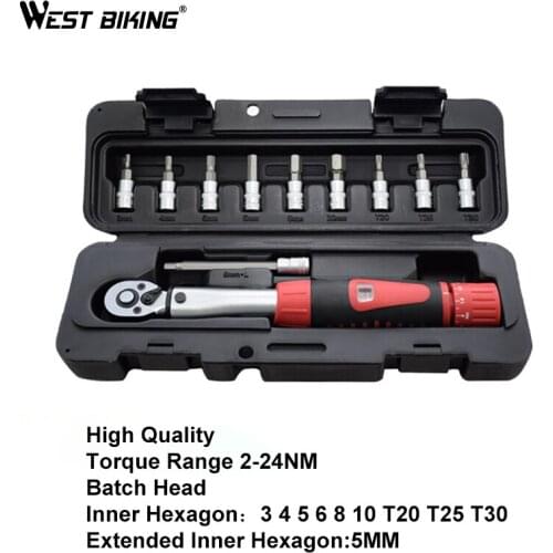WEST BIKING Bike Torque Wrench Set 1/4"DR 2-14Nm 2-24Nm 2-15Nm Multifunctional Hand Bicycle Repair Tools Kit Bike Repair Spanner