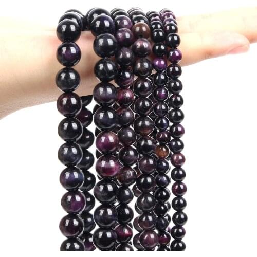 Smooth Space Tiger Eye Natural Stone Beads Round Loose Space Beads for Jewelry Making Braceles Necklace DIY Accessories 6/8/10MM