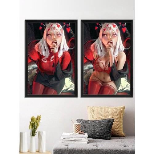 Illustration For Helltaker Anime Game Cartoon Sexy Nude Girl Poster Decoration For Living Room Canvas Wall Decor Custom Art Silk