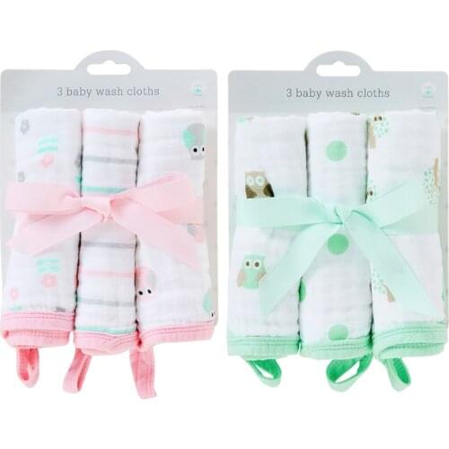 3Pcs Newborn Saliva Towel Gauze Facecloth Baby Washcloths Nursing Handkerchief 69HE