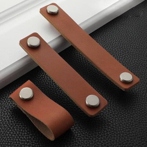Creative Artificial Leather Handles Three Styles Solid Color Cabinets Cupboards Doors Knob Replacement Home Decorations Hardware