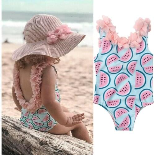 Summer Kid Swimwear Toddler Baby Girls Watermelon Swimsuit Children Floral Backless Beachwear Swimming Bathing Suit 6M-4T