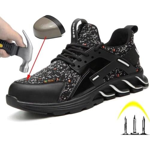 Mens Tennis Shoes, Breathable Deodorant Steel-Soled Work Boots, Non-Slip Work Start Safety Mens Shoes 2020