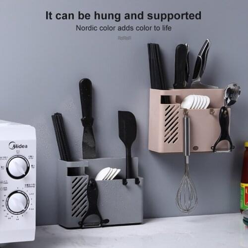 Wall Mounted Chopsticks Basket Knife Shelf Kitchen Tool Tableware Spoon Chopsticks Storage Box Household Chopsticks Organization