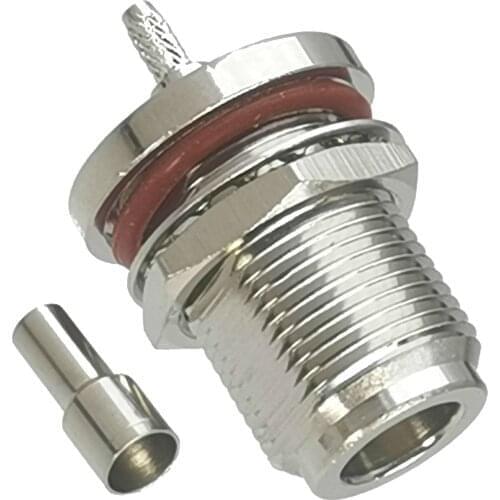 1Pcs Connector N Female Jack Bulkhead Nut Crimp RG316 RG174 LMR100 RF Adapter Coaxial High Quanlity