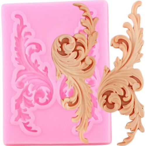 Baroque Scroll Relief Silicone Mold Cupcake Topper Fondant Cake Decorating Tools Chocolate Gumpaste Molds Candy Clay Resin Mould
