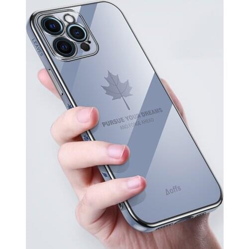 Luxury Maple Leaf Pattern Plating Phone Case For iPhone 12Mini 12 11 Pro MAX XSMAX XR X XS 7 8 Plus SE2020 Fashion Soft Cover