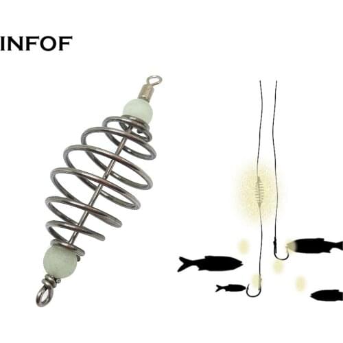 5pcs/10pcs Stailess Steel Fishing Bait Spring Lure Inline Hanging Tackle with Glow Fishing Beads Rolling Swivel Carp Tackle