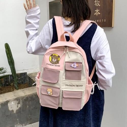 Cute Children Backpack Women Panelled Watreproof School Bags for Teenage Girls Korean Kawaii Travel Backpacks Ladies Ruckpack