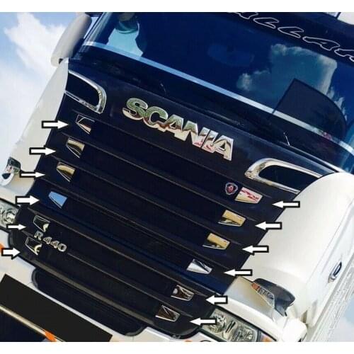 Scania New Streamline Chrome Front Grill Side Parts 12 pieces Stainless Steel