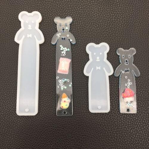 DIY Crystal Epoxy Mirror Blank Hug Bear Bookmark Mold Transparent Silicone Mold Jewelry Mold