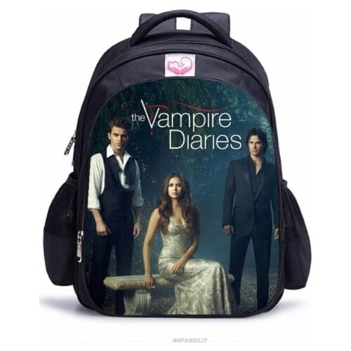 16 Inch Vampire Diaries School Bag for Kids Boys Girls Backpack Children School Sets Pencil Bag Toddler Mochilas