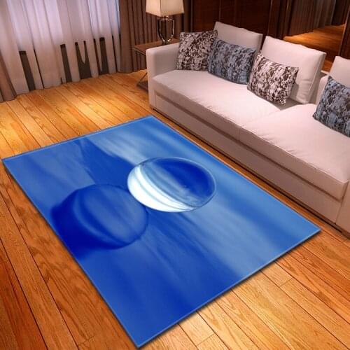 Modern Simple Home Decor Rugs Carpets Soft Flannel Non-slip Bedroom Area Rugs Bedside Mat 3D Water Drops Blue Living Room Carpet