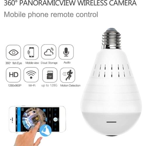 LED Light 960P Wifi Camera Smart 360 degreePanoramic Home Security WiFi CCTV Two Way o Fisheye Bulb Camera