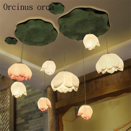 Creative lotus classical Chinese wind chandeliers teahouse dining room living room modern Chinese lotus Chandelier free shipping