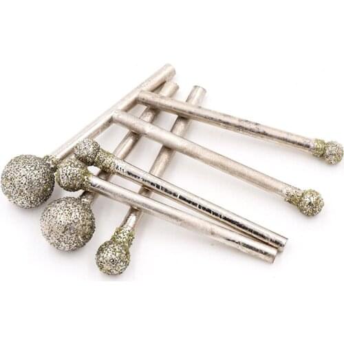 URANN 10pcs 3-10mm 3mm Shank Diamond Spherical Polishing Grinding Head Mounted Points Grinding Bit for Dremel Rotary Tools