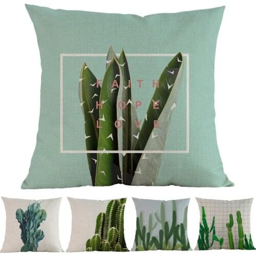 Green Plant Cactus Fruit Prickly Pear Opuntia Ficus-indica Organ-pipe Cactus Pillow Case Home Sofa Decoration Cushion Cover