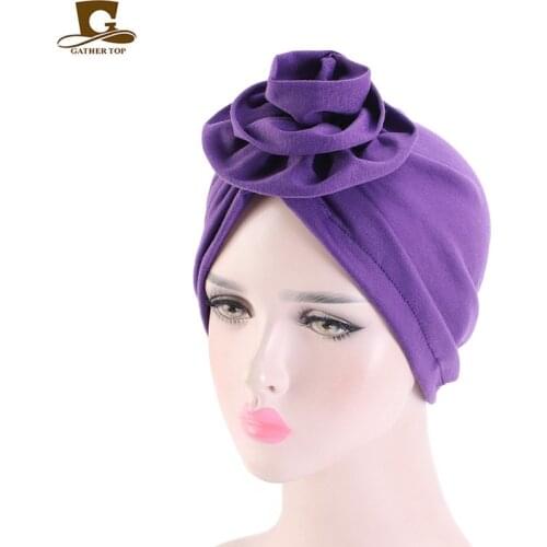 Solid Womens Turban Hat Cotton Pan Flower Turban Hat European And American Popular Womens Ethnic Hat Hat Chemotherapy Cap