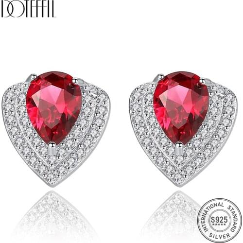 DOTEFFIL Luxury High Quality Topaz Birthstone Stud Earrings for Women Fashion 100% 925 Silver Sterling Wedding Earrings Jewelry