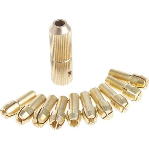 1+10Pcs 0.5-3.2mm Micro Twist Hand Drill Kit Chuck Electric Drill Bit Collet 2mm