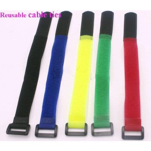 10pcs Wholesale ties 25*400mm cable tape Reusable Cable Ties back to back cable tie loop hook nylon tie wrap tape wire oragnizer