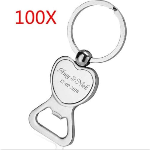 100pcs Customized metal keychain with LOGO Free Engraved ,each packing in black box, Bride and Groom Name engraved on it