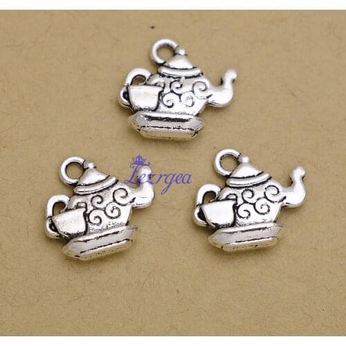 30pcs/lot--13x15mm, Antique silver plated teapot cup charms,DIY supplies, Jewelry accessories
