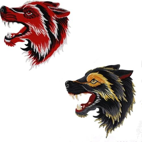 5pieces Fashion Embroidery Wolf Head Applique Fabric Patches for Jeans Jacket Backpack Badges DIY Sewing Apparel Supplies TH905