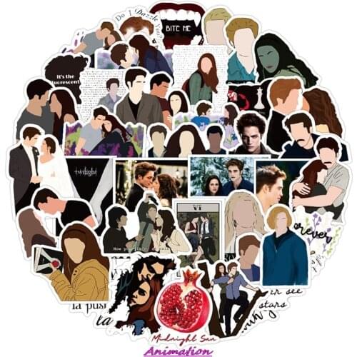 50pcs/pack Classic Movie The twilight saga Lable Stickers For Furniture Wall Desk Chair Toy Car Trunk Decal TV Motorcycle
