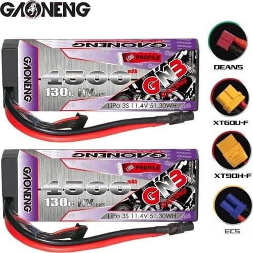 GNB GAONENG 4500mAh 3S 11.4V 130C/260C Hardcase LiPo LiHV Battery for 1:8 1/8 RC Car Four Drive Off-Road Boat