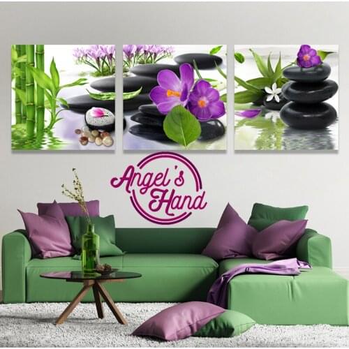 DIY Diamond Painting cross stich"3 pcs/set stone flowers"3D Full Square round Diamond Embroidery mosaic Painting Home Decor