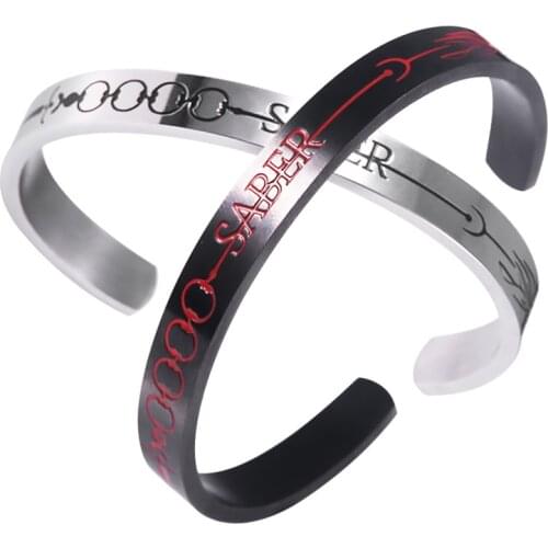 Game Fate Stay Night Stainless Steel Bracelet Saber Altria Pendragon Cuff Bangle Bracelets for Women Men Cosplay Jewelry