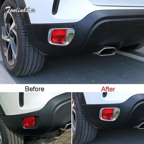 Tonlinker Cover Case Stickers for Citroen C5 aircross 2017-18 Car Styling 2 PCS ABS Chrome Rear fog light cover case sticker