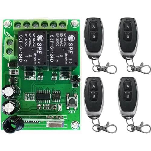 DC12V 24V 2CH 2 CH Wireless RF Remote Control Light Switch 10A Relay Output Radio Receiver Module+Transmitter Garage Doors/lamp