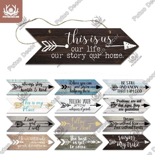 Putuo Decor Hope Wooden Arrows Sign Friendship Wooden Pendant for Irregular Hanging Sign Arrow Wall Decor Rustic Home Decor