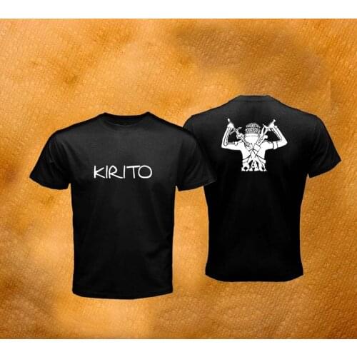 2019 Hot Sale 100% cotton New Kirito, Sword Art Online SAO Anime Kirito Double Sword Black Men T-Shirt Tee Tee shirt