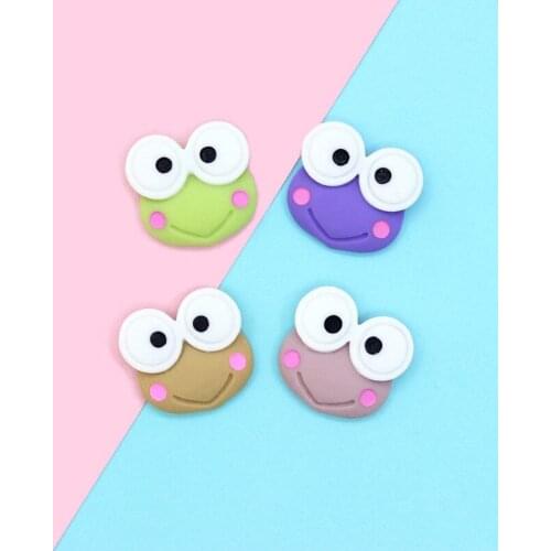 Kawaii Resin Cabochons 10pcs/Lot 22mm Colorful Cute Animal Frog Shape Flatback ornament Patch sticker Girl Bow Center DIY Cameo