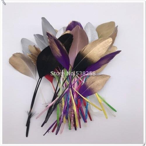 Dyed gold 13-20cm Goose Feathers for crafts plumes DIY Jewelry Making Clothing Accessories Wedding decoration