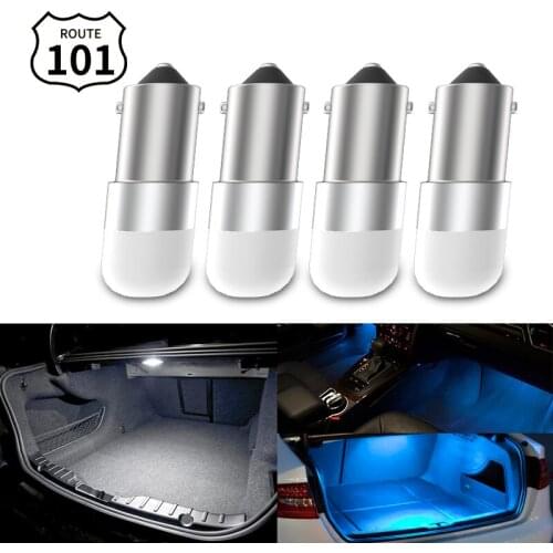 Route101 4x Car Interior Light 12V BA9S LED T4W Footwelldoor Courtesy Trunk Cargo Bulb Auto Lamp Lighting H5W 256 1895 1893 257