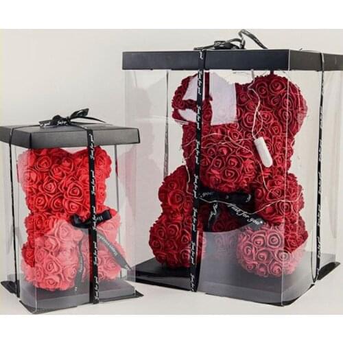 Hot Sell Transparent Empty Gift Box for Artificial Teddy Bear Rose Flower Gifts Box Women Plush Bear Rabbit Gift