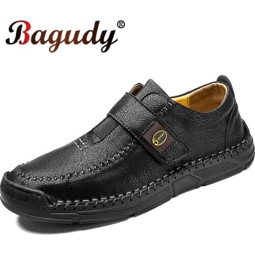 Fashion Men Leather Casual Shoes Outdoor Handmade Comfortable Male Flats Shoes Men Loafers Moccasins Slip on Black Driving Shoes