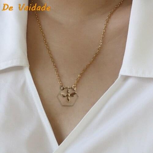 Fashion New High Quality Cute Bee Necklace Gold Color HoneyBee Pendant Necklace For Women Valentines Day Gifts