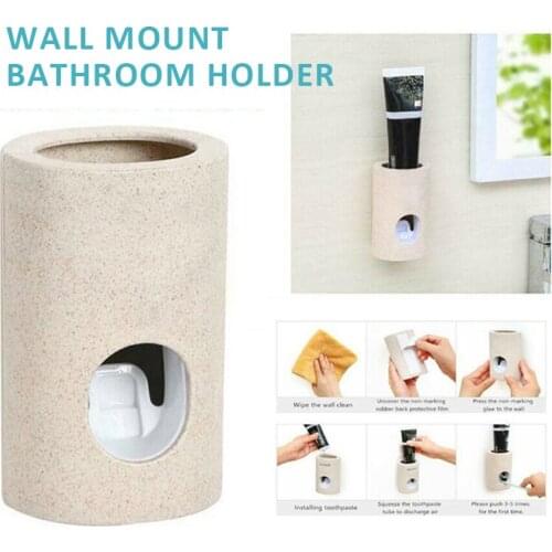 Wall-mounted Floating Toothpaste Squeezer Eco-friendly Wheat Straw Dust-proof Automatic Toothpaste Dispenser Bathroom Accessory