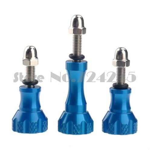 New Blue Colorful Aluminum Thumb Knob 2 Short + 1 Long/Lot Stainless Bolt Nut Screw Kit for GoPro SJ4000/5000