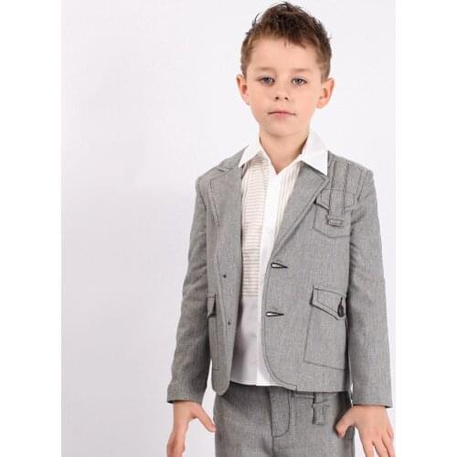 Boy Hit Color Outerwear Suit Blazer For Children Coats Soild Blazer Formal Suit With Pockets Boys Party Suit Jacket 7-11Y 4C0201