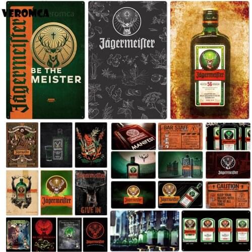 Beer Metal Sign Poster Wine Plate Vintage Jagermeister Deer Head Wall Sticker Pub Bar Home Decor Drink Beer Whiskey Tin Sign