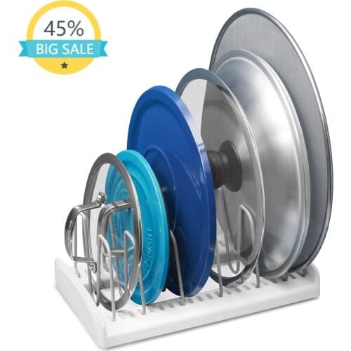 Kitchen Pot Pan Holder Organizer,Multifunctional Storage Shelf for Cookware, Chopping Cutting Board, Counter Cabinet, Plates